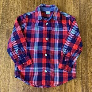 Gymboree 2-3T Red, White, and Blue Plaid Button Down Shirt